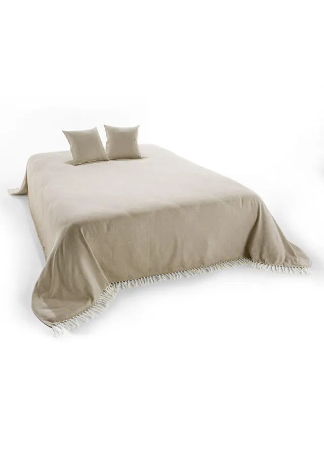 Plaid con flecos Crema