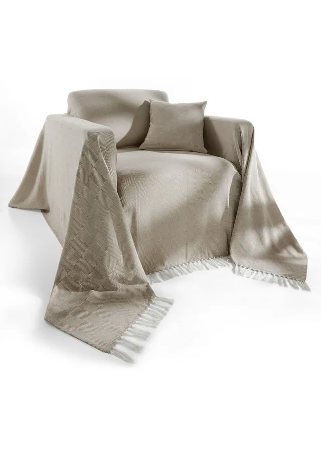 Plaid con flecos Crema