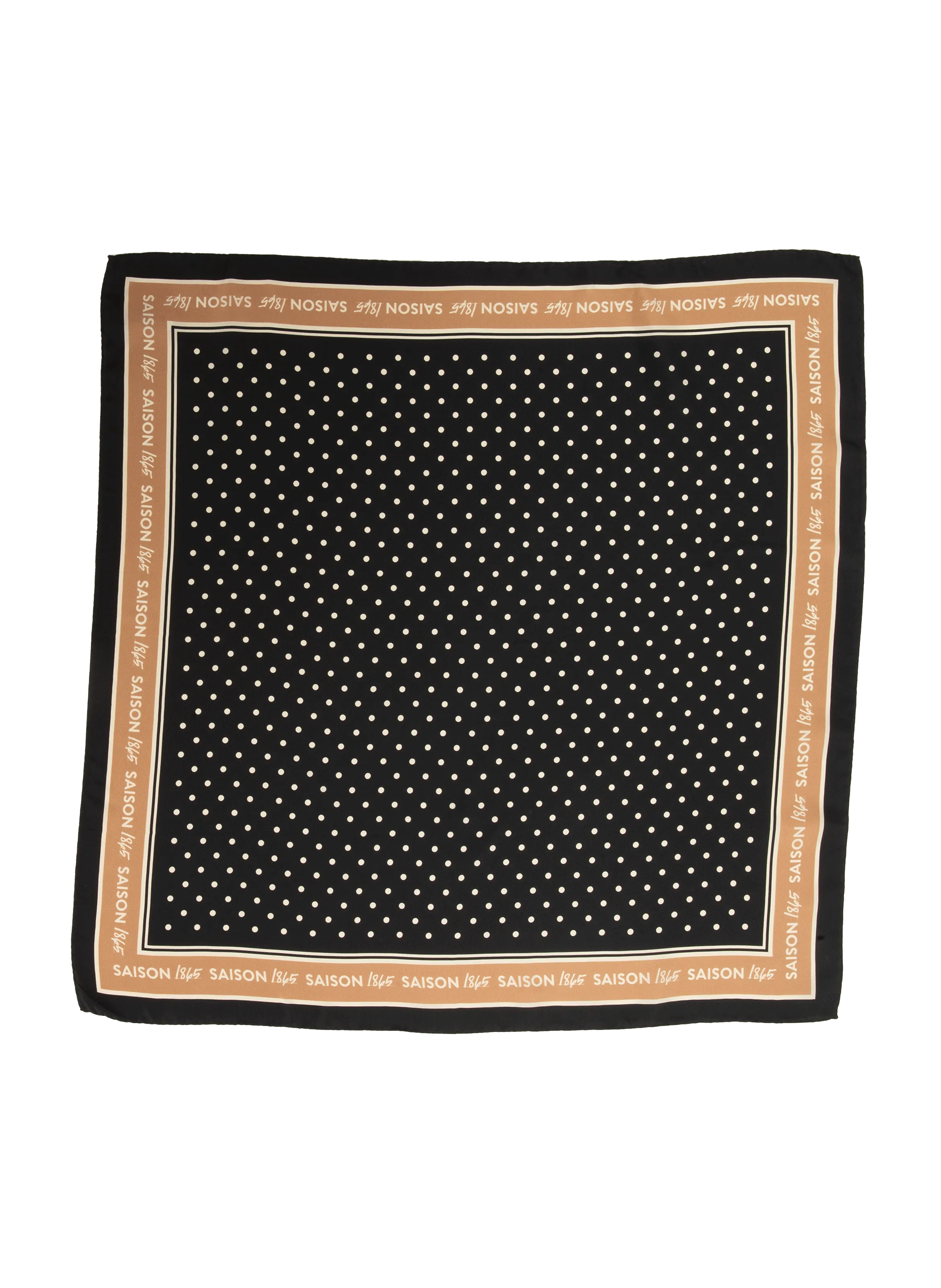 SAISON 1865 Pañuelo estampado de seda a lunares en negro