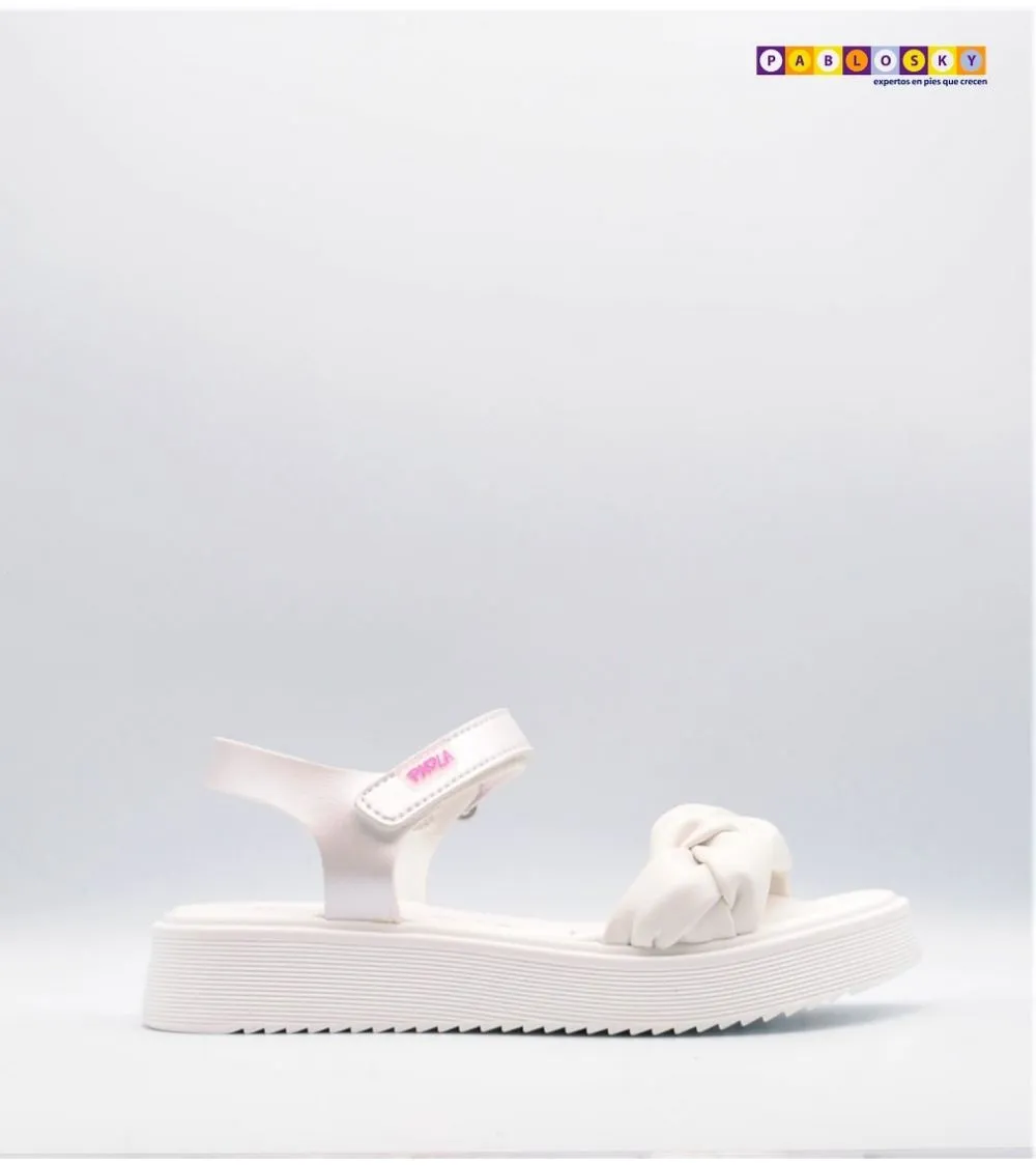 SANDALIA NIÑA PABLOSKY PLATAFORMA TRENZADO BLANCA