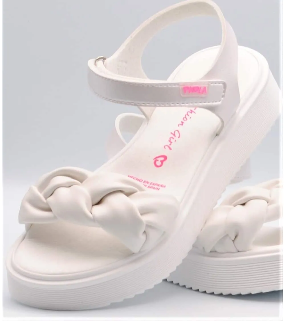 SANDALIA NIÑA PABLOSKY PLATAFORMA TRENZADO BLANCA