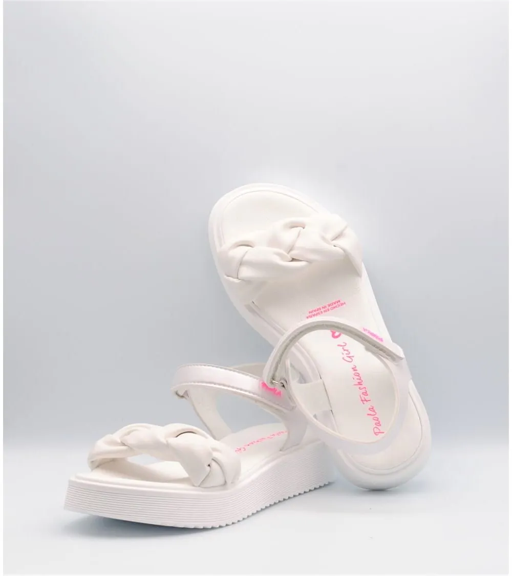 SANDALIA NIÑA PABLOSKY PLATAFORMA TRENZADO BLANCA