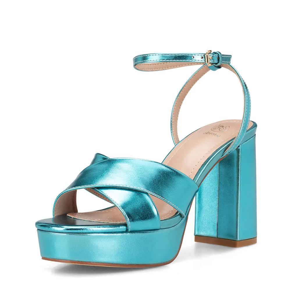 Sandalia Plataforma Azul Fiesta Yj26 Weide
