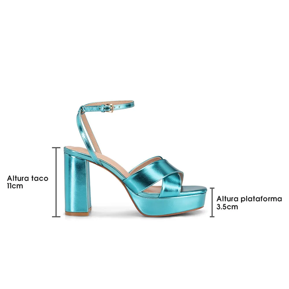 Sandalia Plataforma Azul Fiesta Yj26 Weide