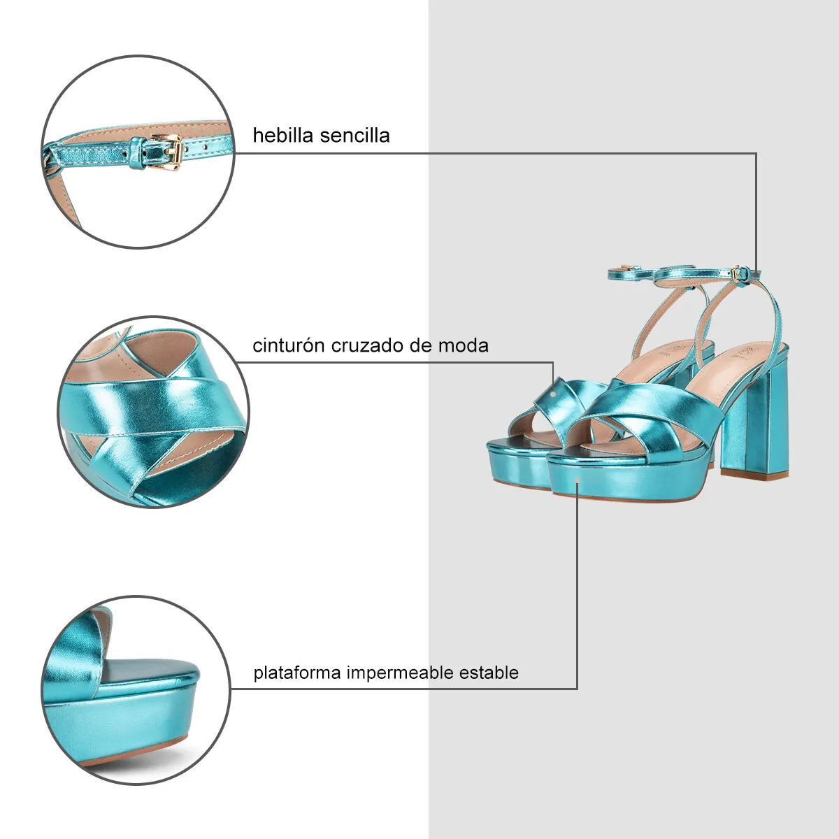 Sandalia Plataforma Azul Fiesta Yj26 Weide