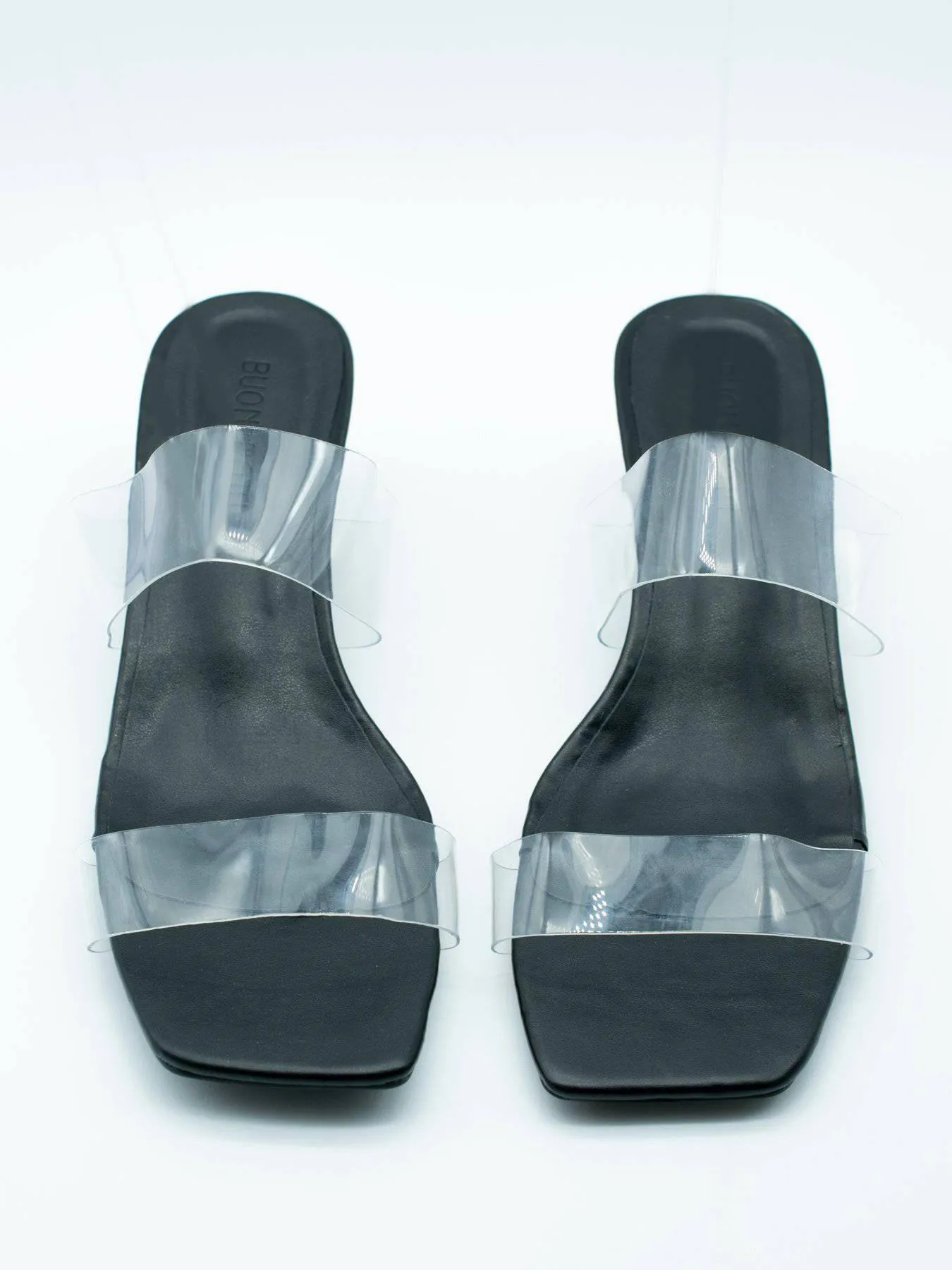 Sandalia Tacón Transparente Negro