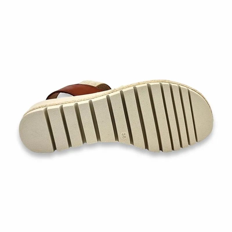 Sandalias Cuña Baja Mujer Piel Plantilla Acolchada Y Elásticos 1260 Blanco, de Blusandal
