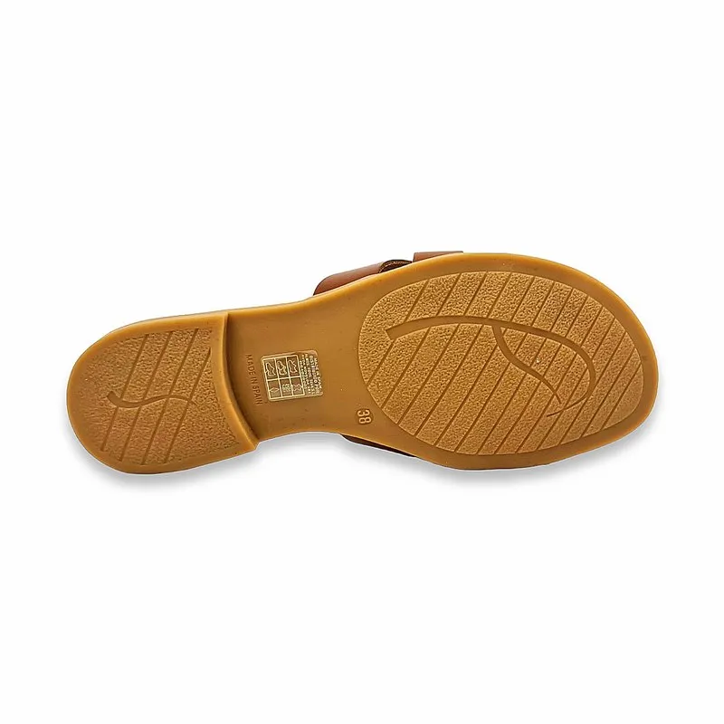 Sandalias Planas Mujer Piel Corte Trenzado Y Plantilla Acolchada 1601 Cuero, de Blusandal