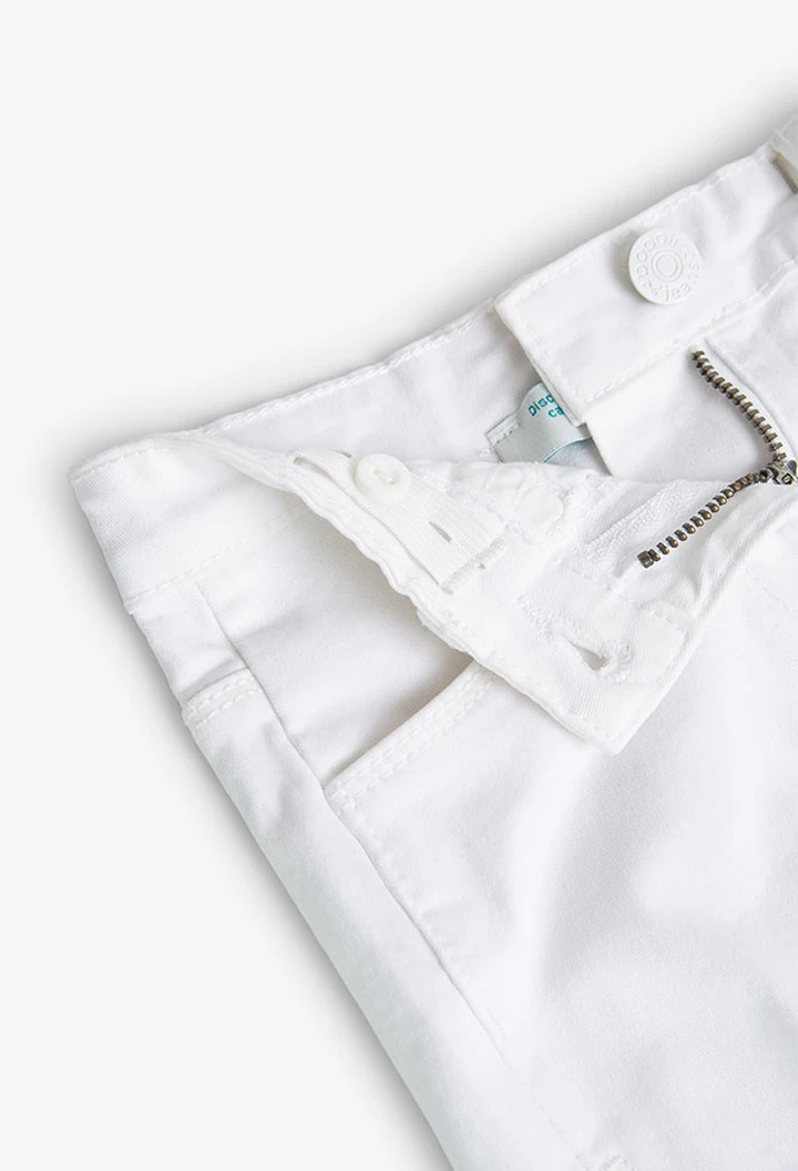 Short de sarga elástica básico de niña en blanco