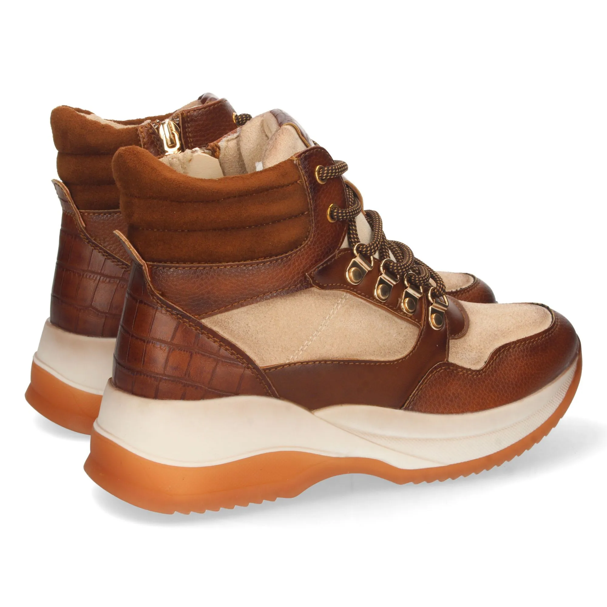 Sneakers altas plataforma mujer color cuero