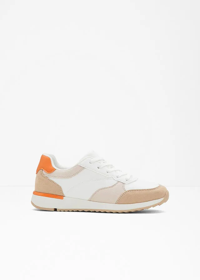 SNEAKERS BAJOS BLANCOBEIGENARANJA CLARO