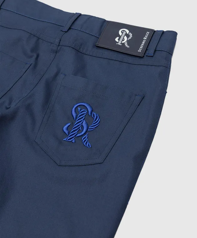 Stefano Ricci Baby blue pants with monogram embroidery