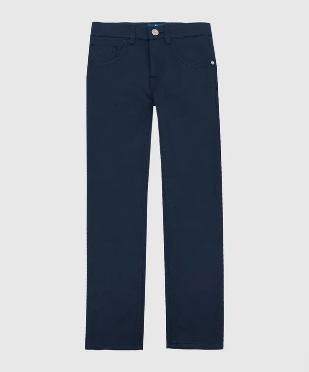 Stefano Ricci Children's blue pants with a logo patch