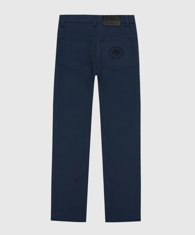 Stefano Ricci Children's blue pants with a logo patch