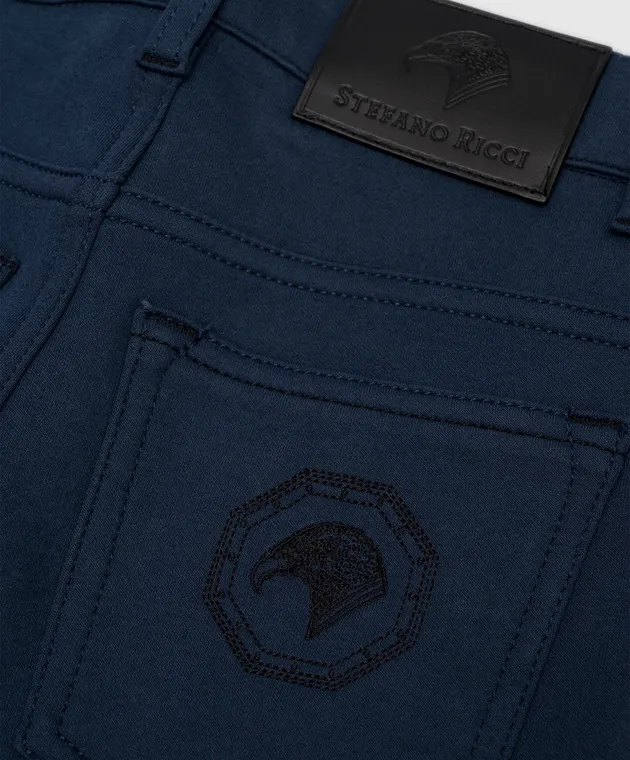 Stefano Ricci Children's blue pants with a logo patch