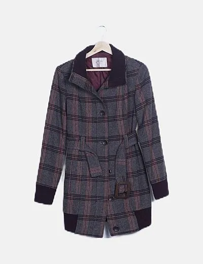Stradivarius Abrigo gris de cuadros