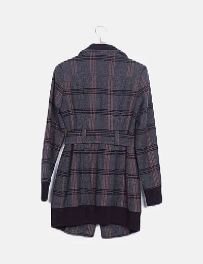 Stradivarius Abrigo gris de cuadros