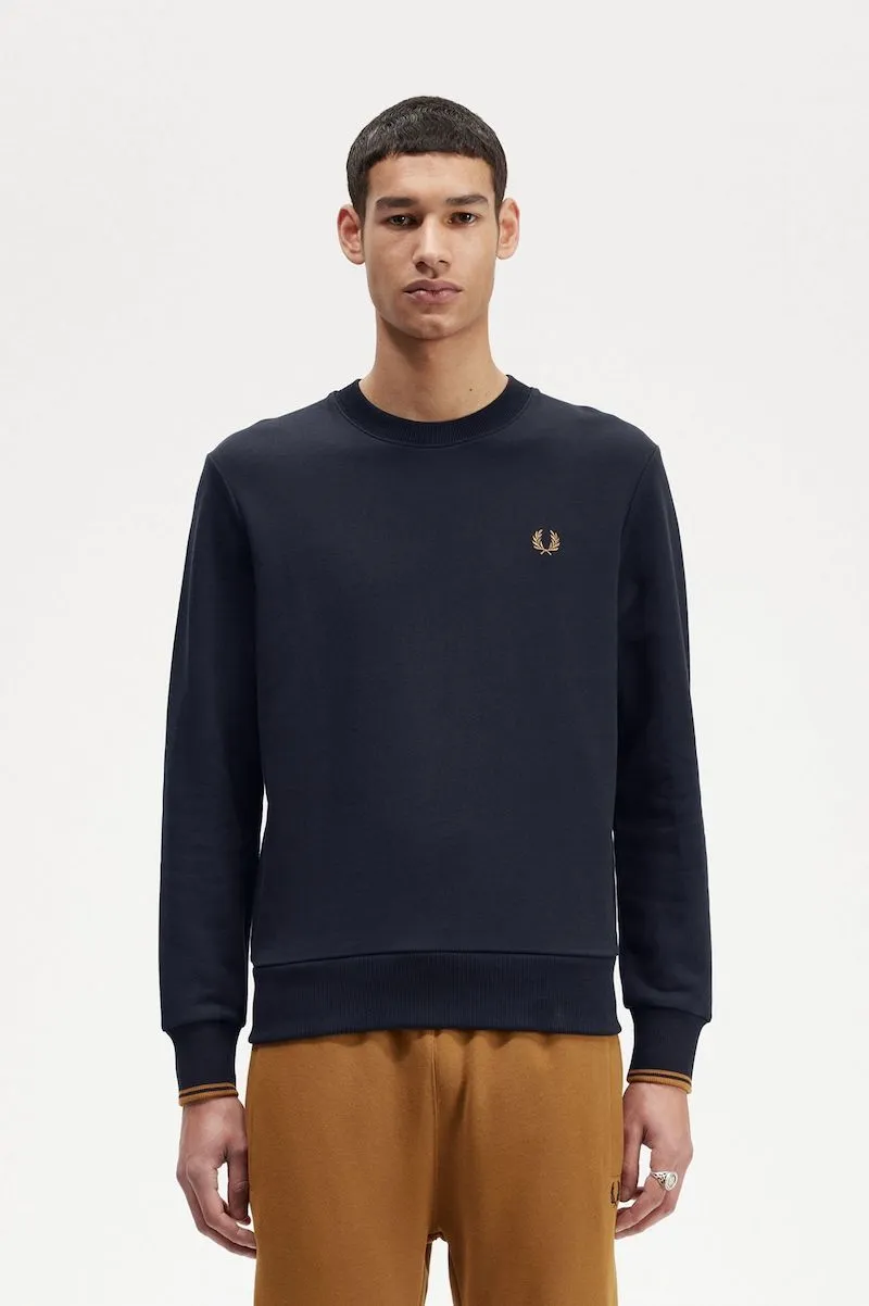 SUDADERA DE CUELLO REDONDO COLOR AZUL MARINO DE FRED PERRY  GRIS