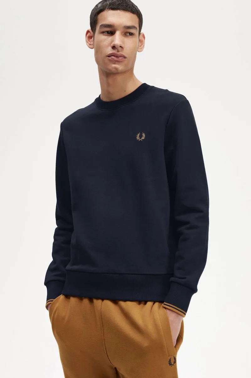 SUDADERA DE CUELLO REDONDO COLOR AZUL MARINO DE FRED PERRY  GRIS