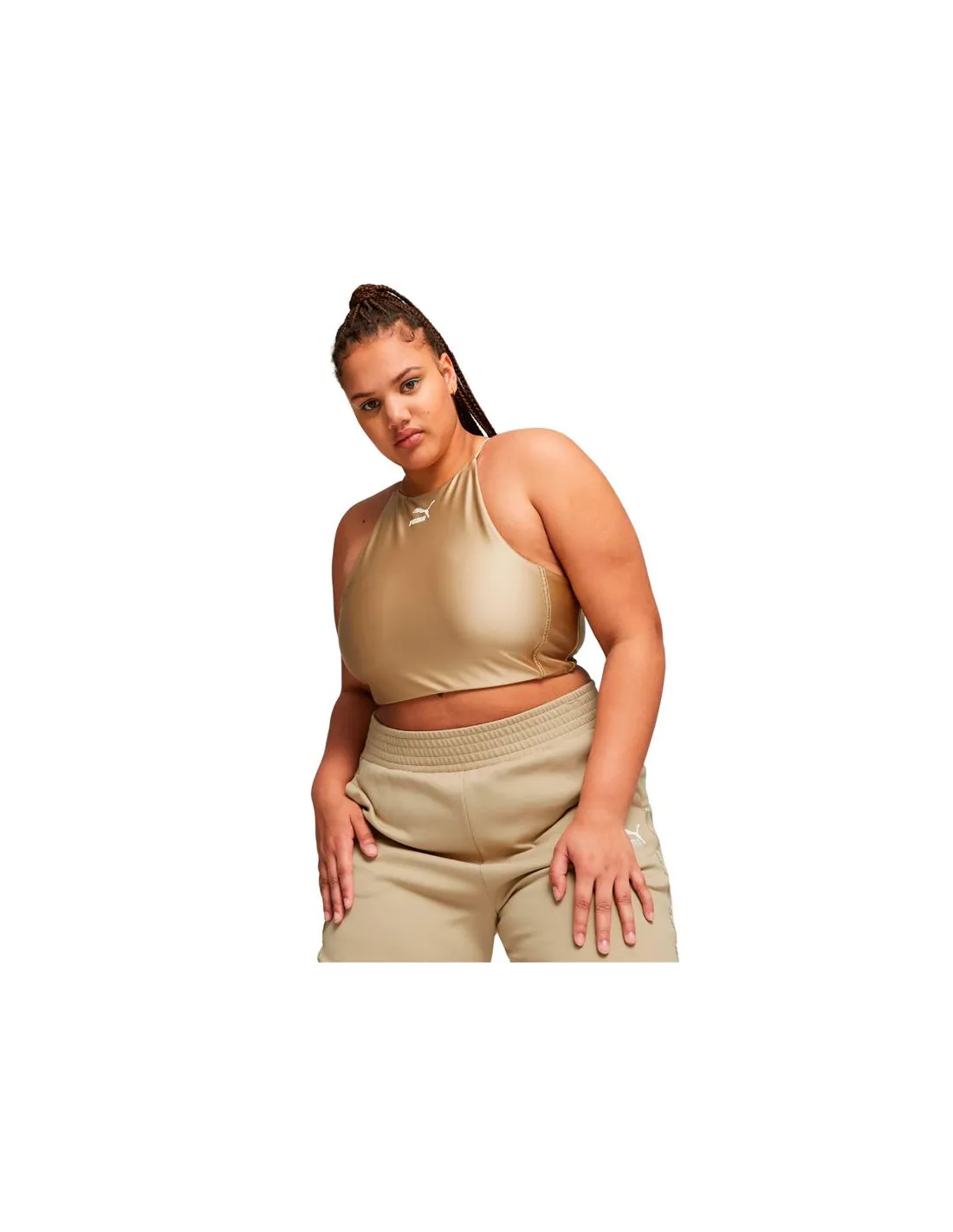 Sujetador deportivo de Fitness Puma T7Iny Crop Mujer Marrón