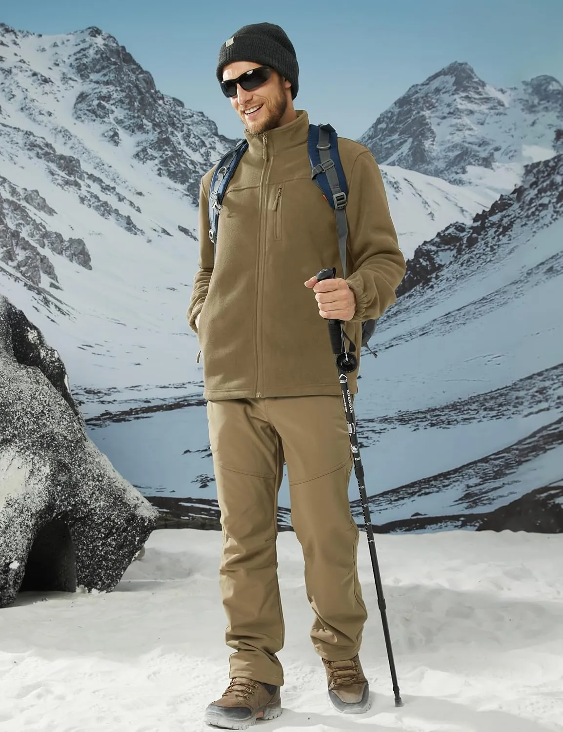 TACVASEN Chaqueta de Lana al Aire Libre para Hombres Ropa de Trabajo Chaquetas Térmicas Softshell de Invierno Chaqueta de Campin