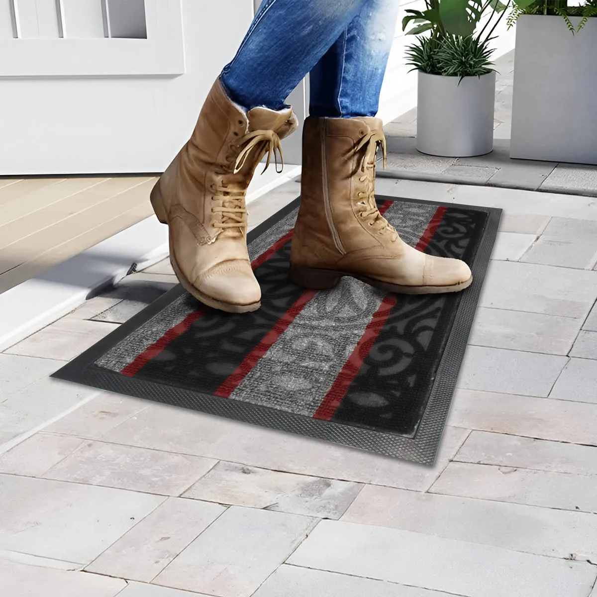Tapete Decorativo con Diseo de Líneas color Gris con Negro 35x55cm