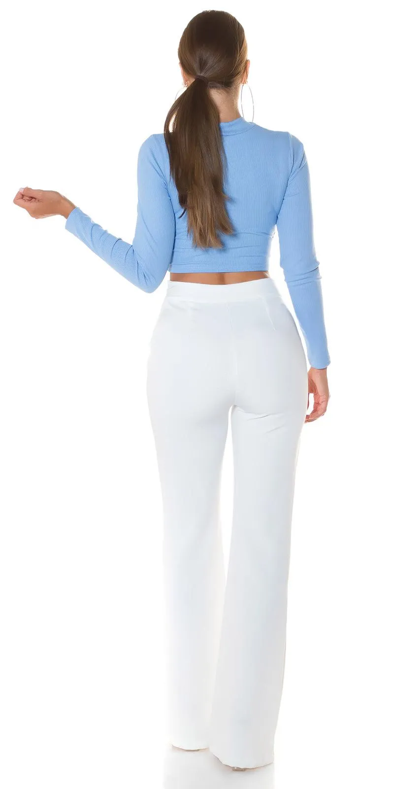Top Corto Cruzado Escote Sexy Azul