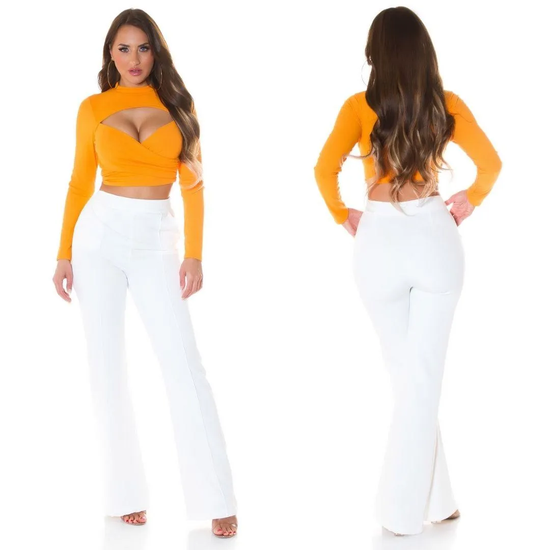 Top Corto Cruzado Escote Sexy Naranja