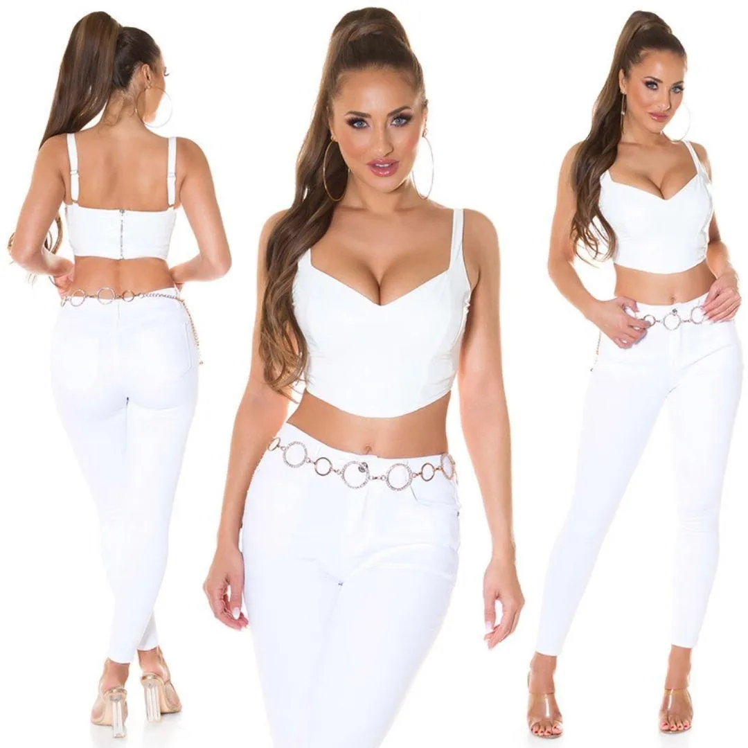 Top Crop Latex Blanco de Moda