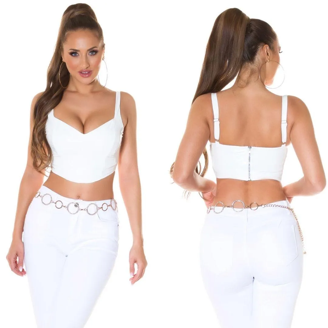 Top Crop Latex Blanco de Moda