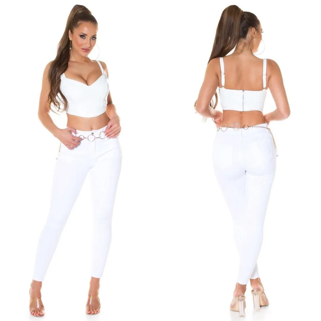 Top Crop Latex Blanco de Moda