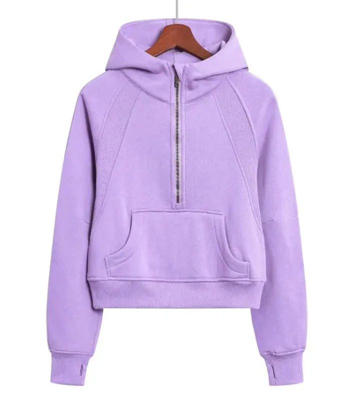 Trajes de yoga para mujer scuba sudadera con capucha de invierno de la media Zipe diseñador Fleece Sweater Warm Sweep Sports Fit
