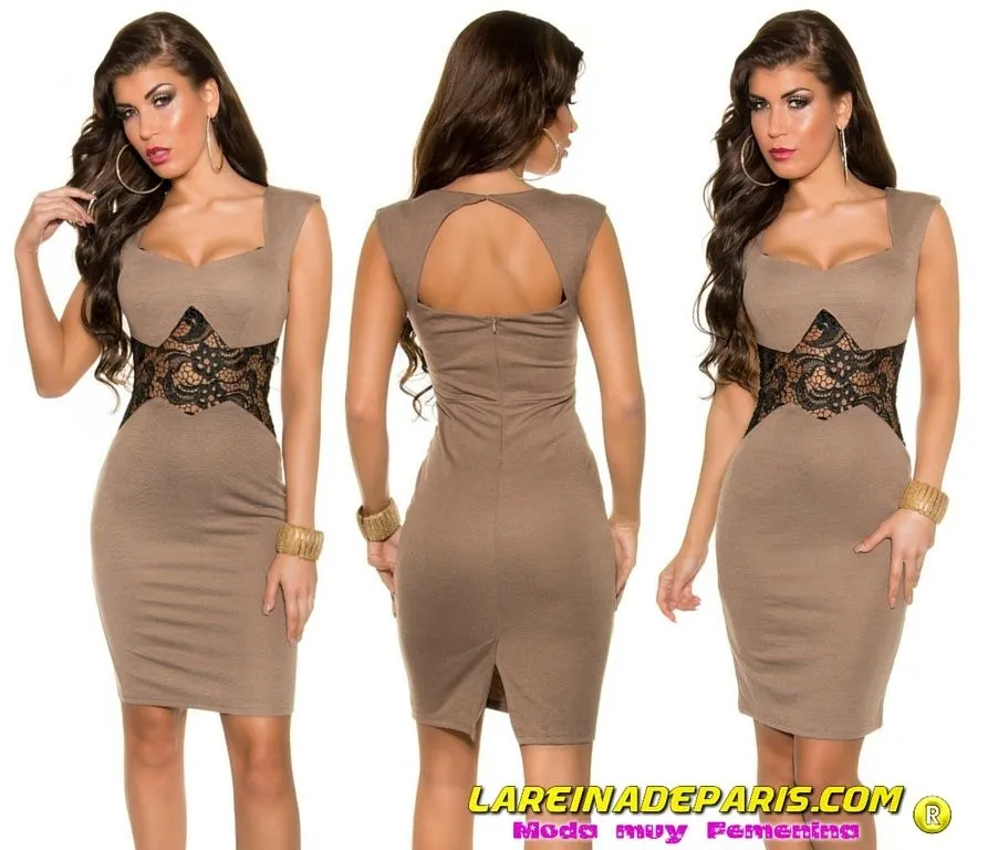 Vestido corto de encaje entallado 