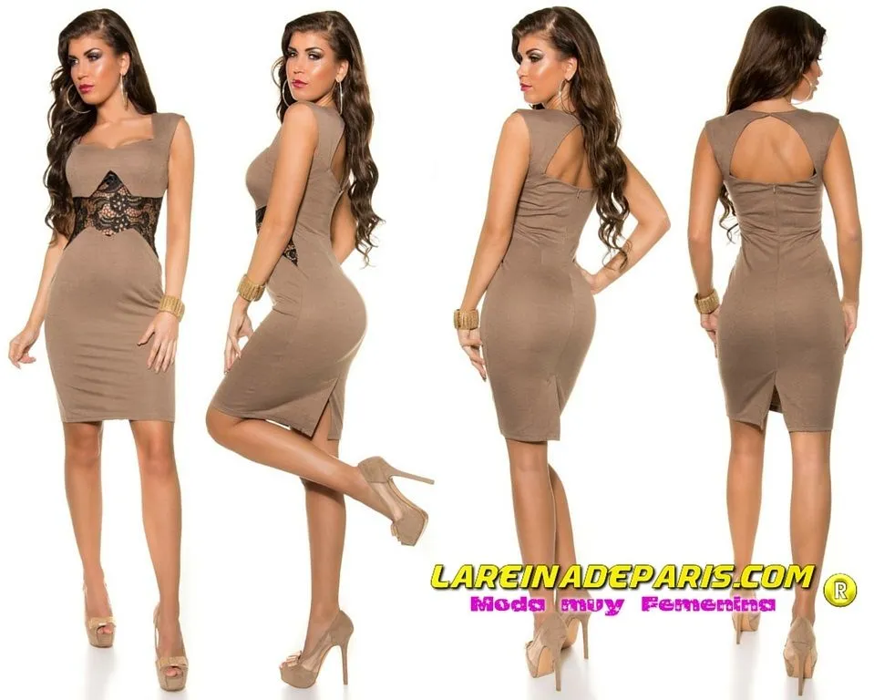 Vestido corto de encaje entallado 
