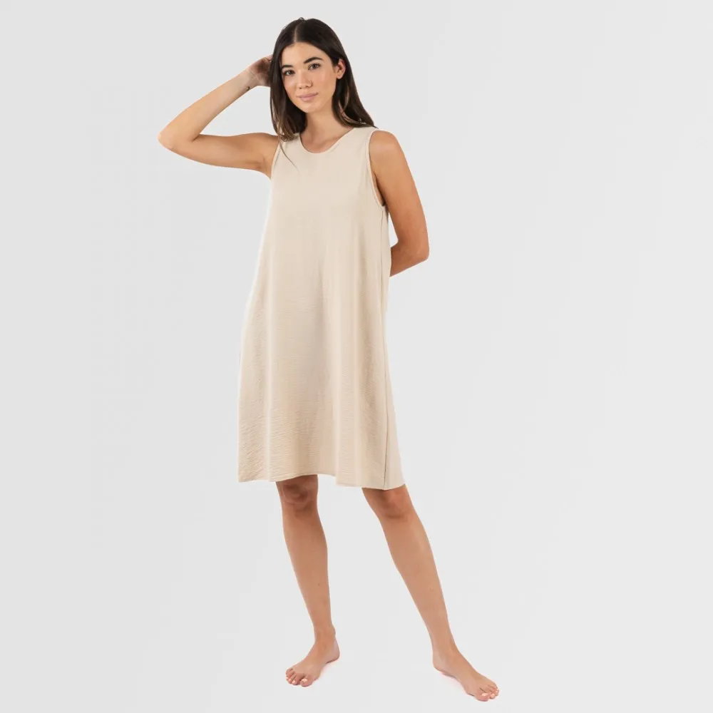 Vestido corto tirantes bambula liso
