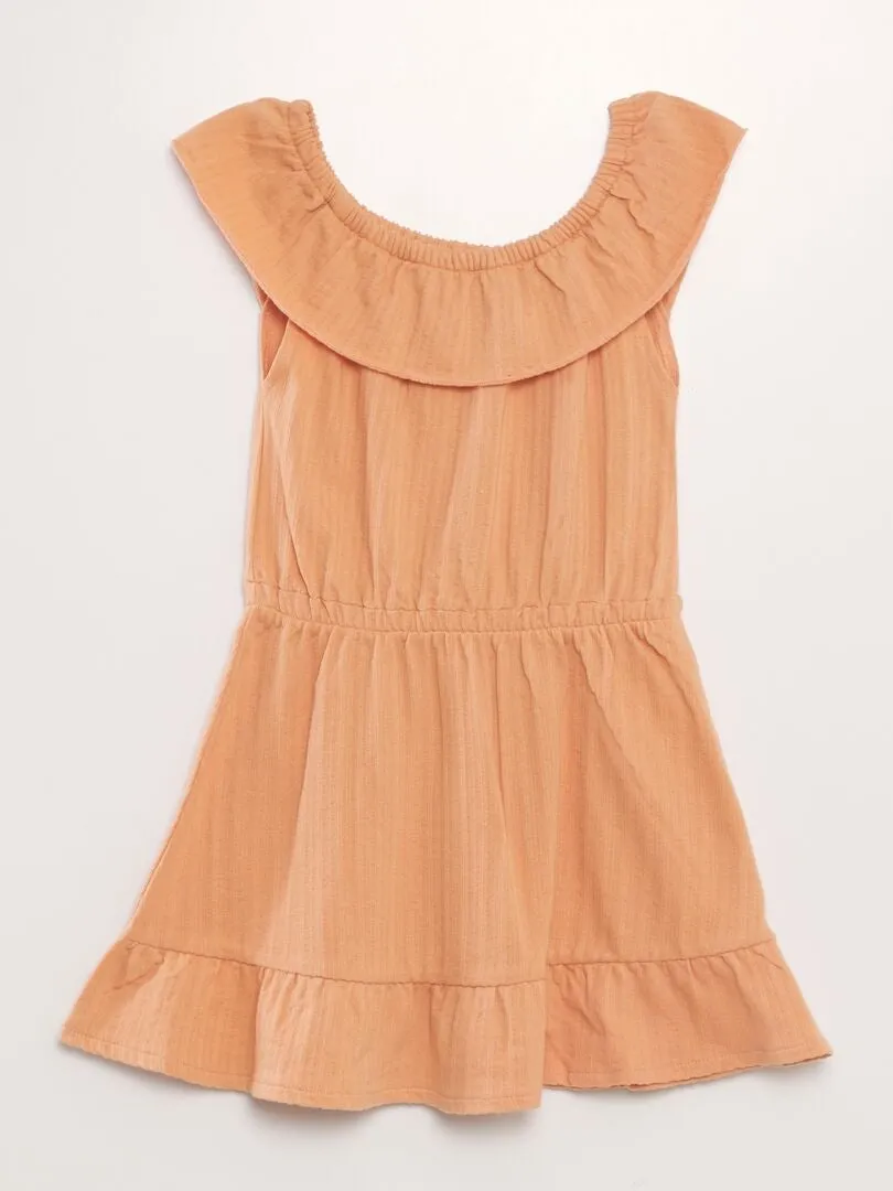 VESTIDO DE GASA DE ALGODóN CON CUELLO BARDOT  PURPURA