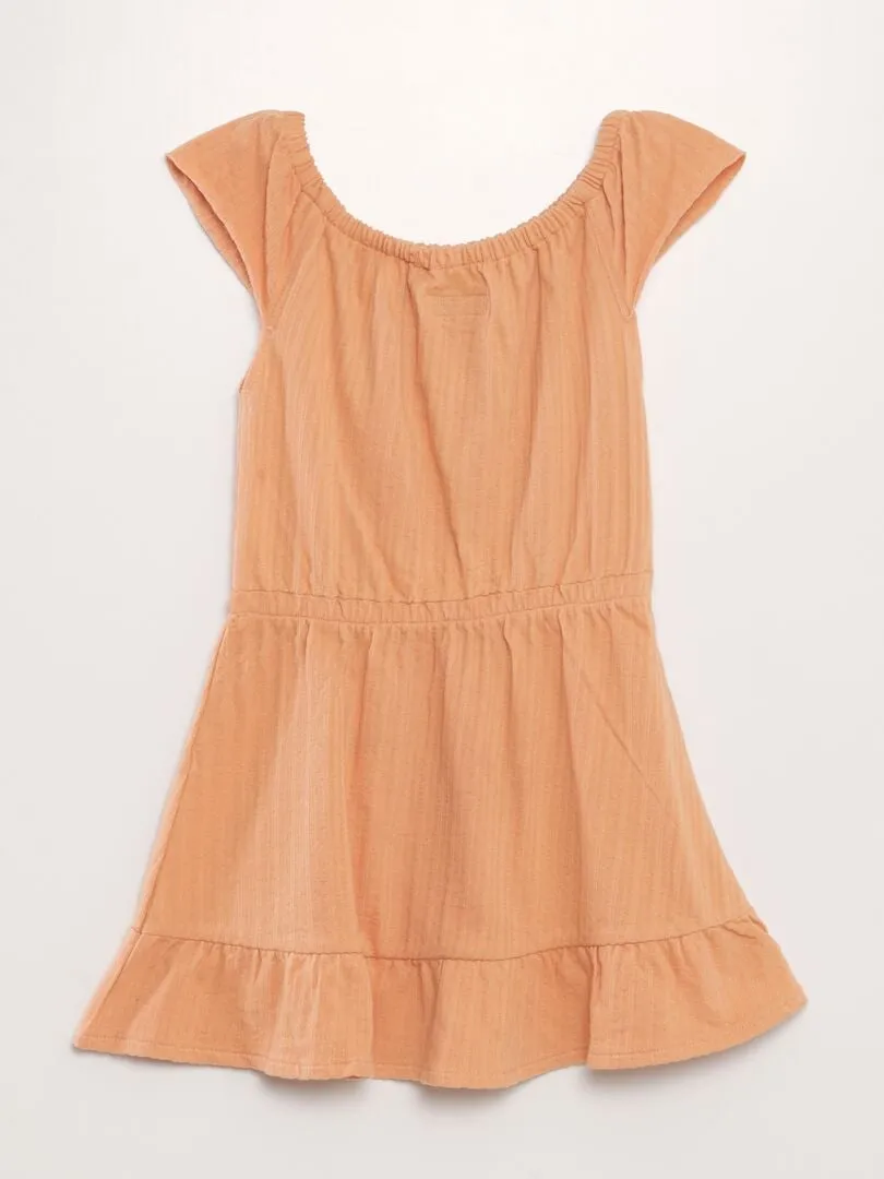 VESTIDO DE GASA DE ALGODóN CON CUELLO BARDOT  PURPURA