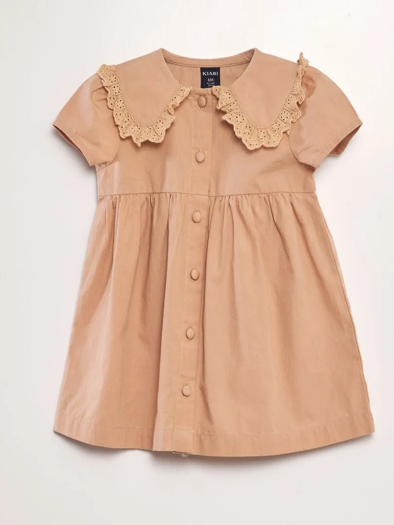 VESTIDO DE POPELINA CON CINTURóN  ROSA