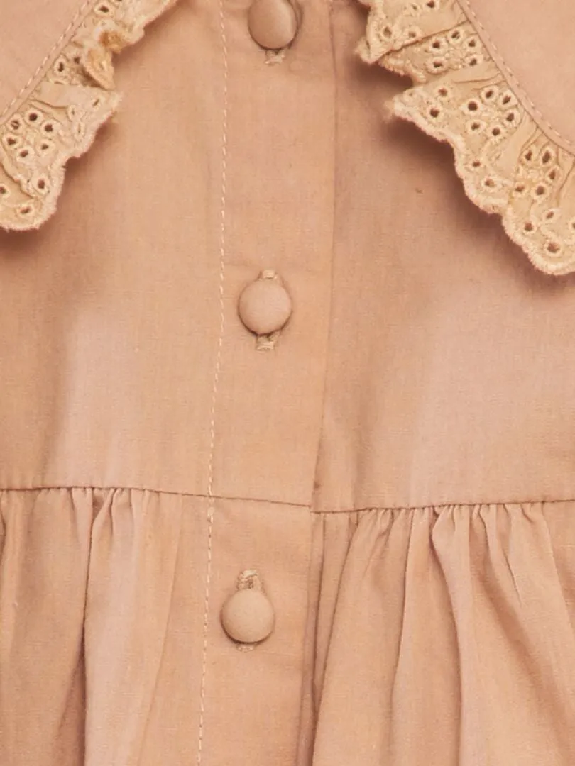 VESTIDO DE POPELINA CON CINTURóN  ROSA