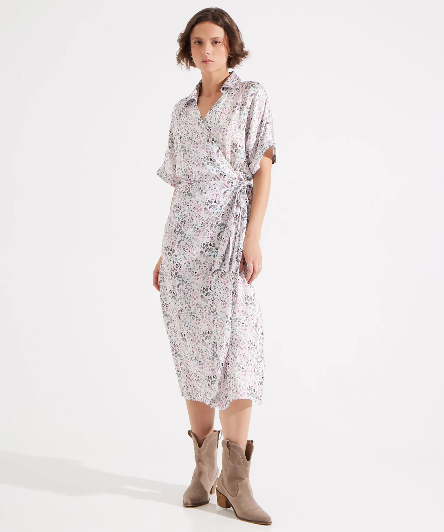 VESTIDO ESTAMPADO EN SAT&IACUTE;N