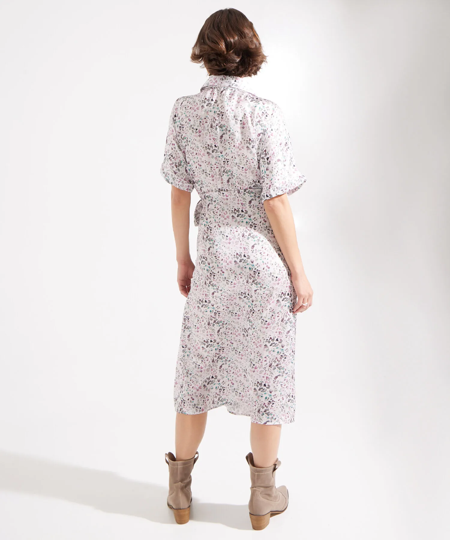 VESTIDO ESTAMPADO EN SAT&IACUTE;N