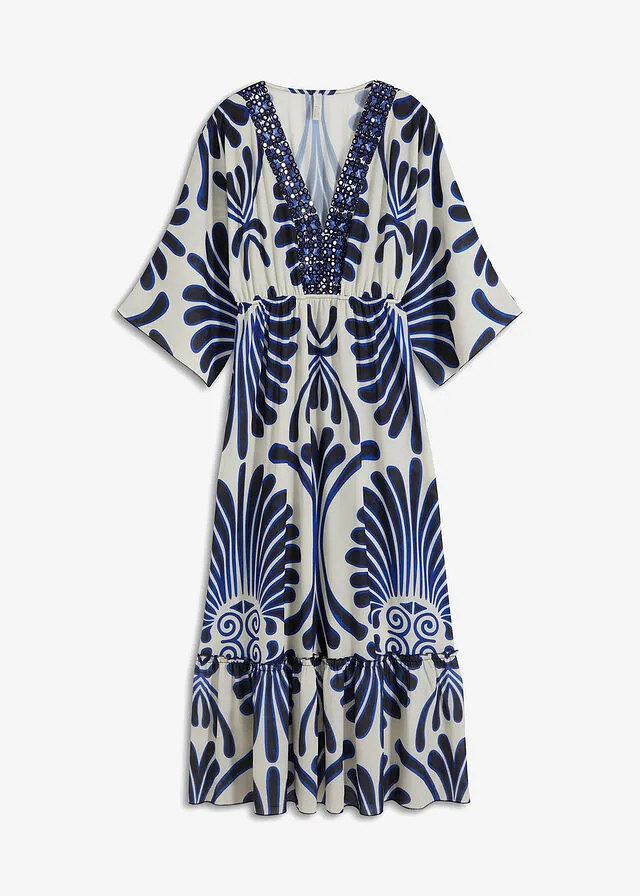 VESTIDO LARGO AZUL MARINOBLANCO