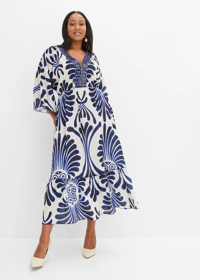 VESTIDO LARGO AZUL MARINOBLANCO
