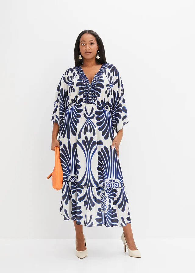 VESTIDO LARGO AZUL MARINOBLANCO