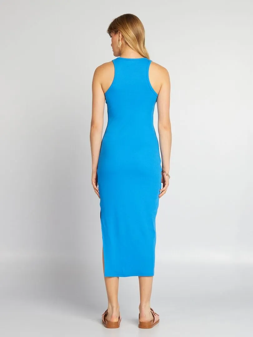 VESTIDO LARGO DE PUNTO DE CANALé  AZUL