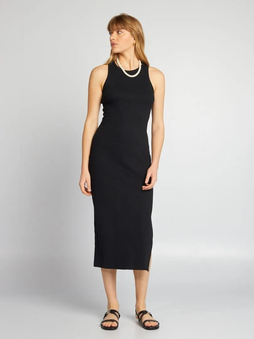 VESTIDO LARGO DE PUNTO DE CANALé  NEGRO