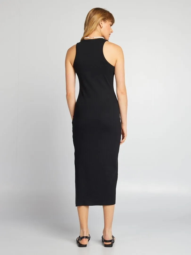 VESTIDO LARGO DE PUNTO DE CANALé  NEGRO
