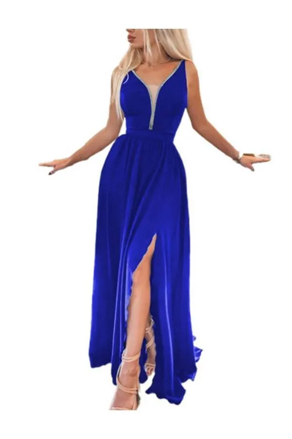 Vestido largo escote Glitter de fiesta lujo