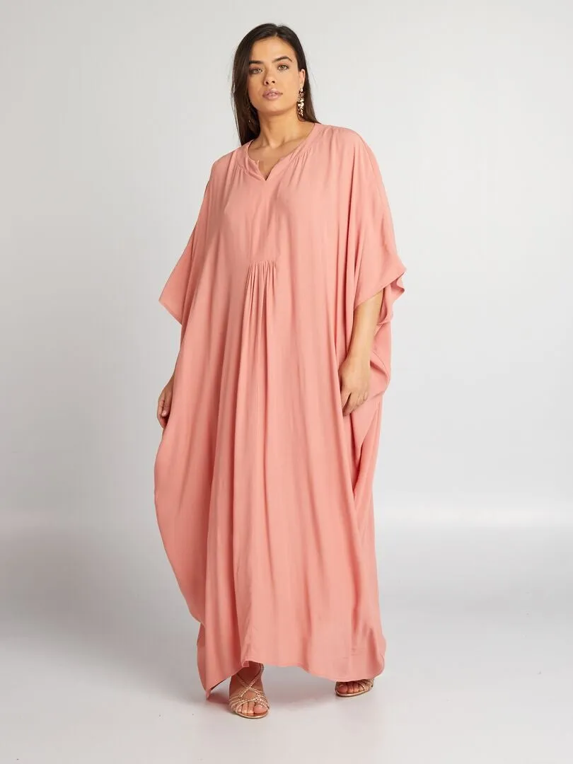 VESTIDO LARGO TIPO CHILABA  ROSA