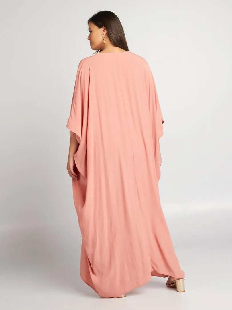VESTIDO LARGO TIPO CHILABA  ROSA